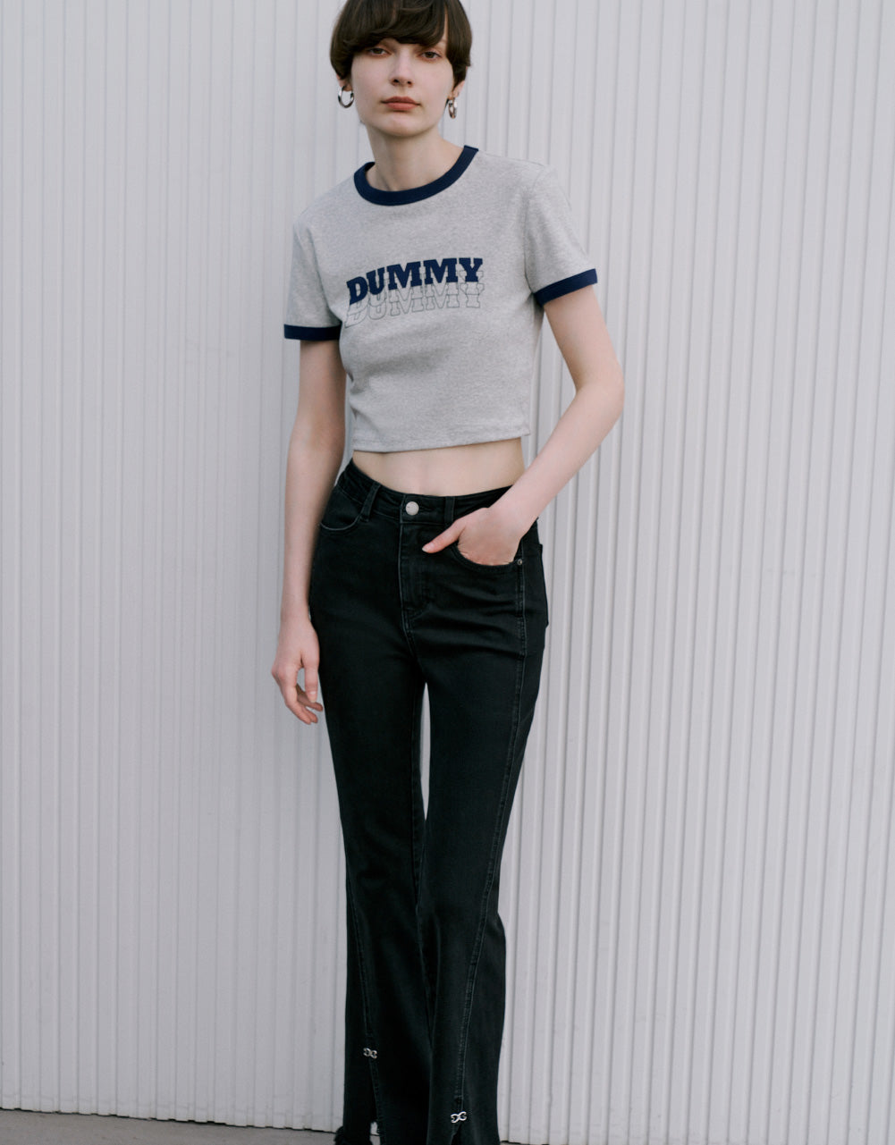 Printed Crew Neck Skinny T-Shirt