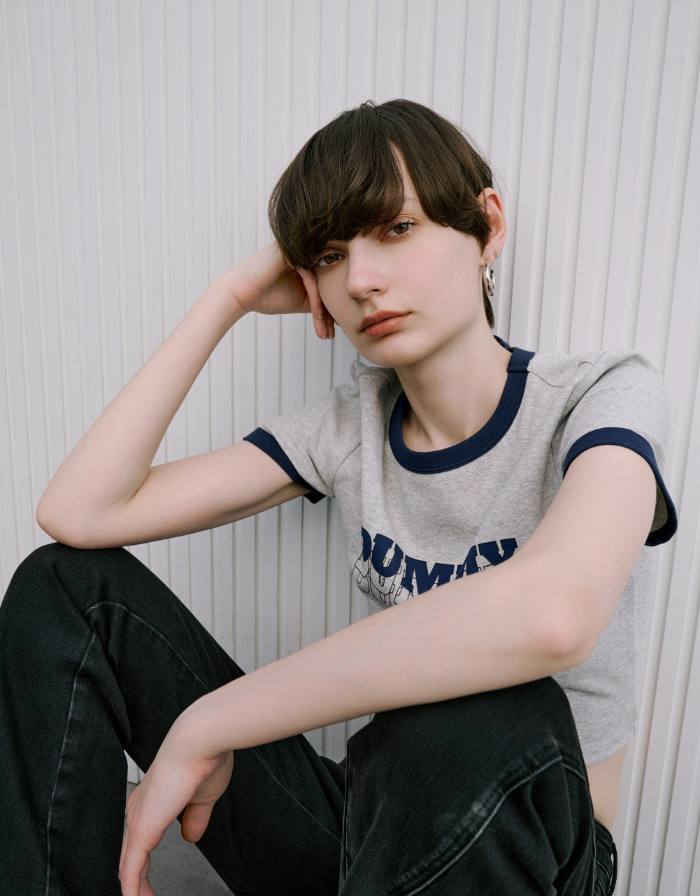 Printed Crew Neck Skinny T-Shirt