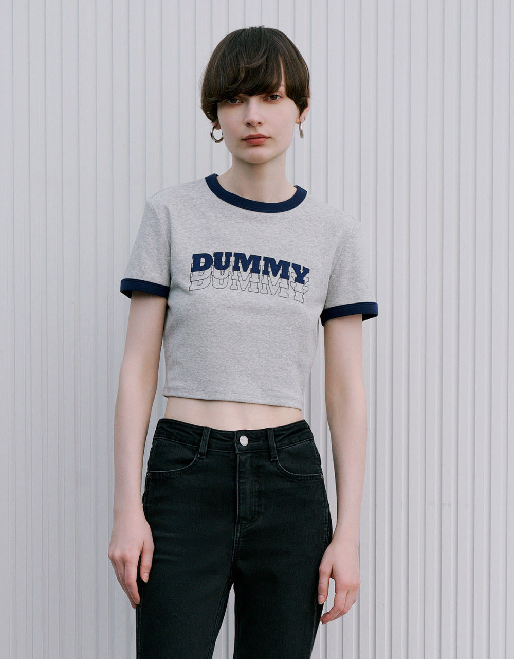 Printed Crew Neck Skinny T-Shirt