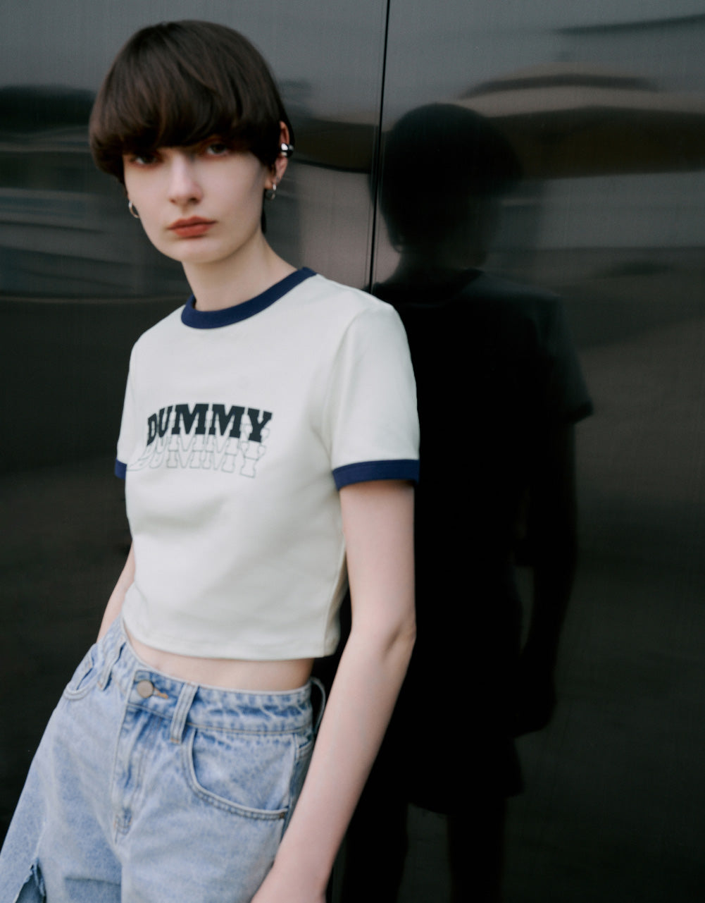 Printed Crew Neck Skinny T-Shirt