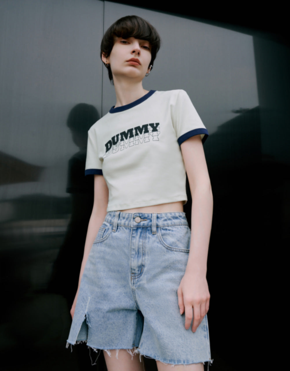 Printed Crew Neck Skinny T-Shirt