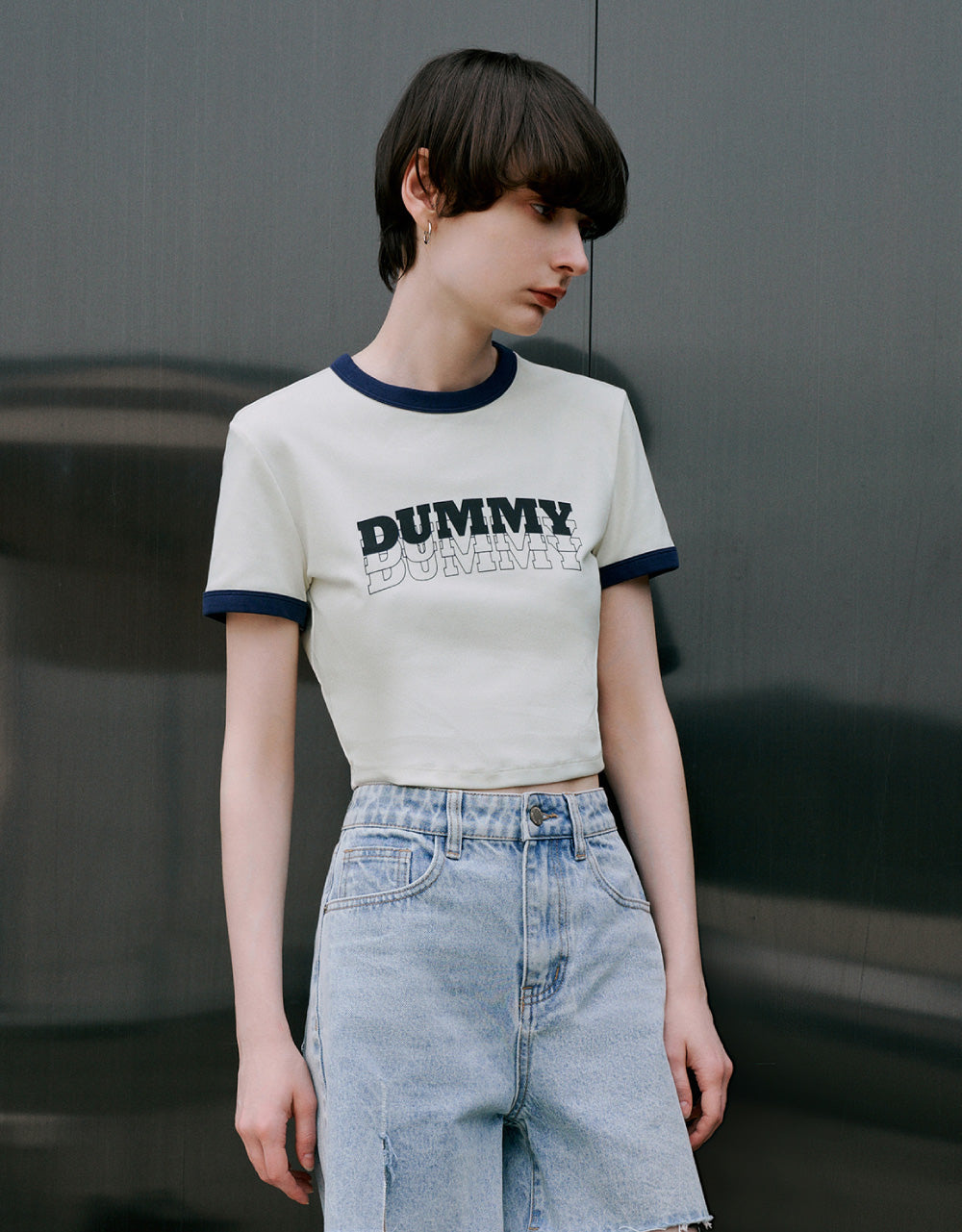 Printed Crew Neck Skinny T-Shirt