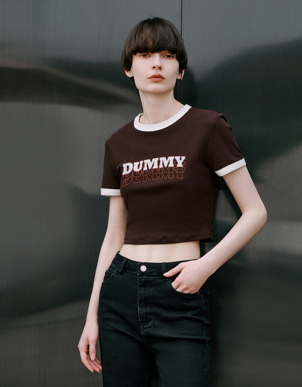 Printed Crew Neck Skinny T-Shirt