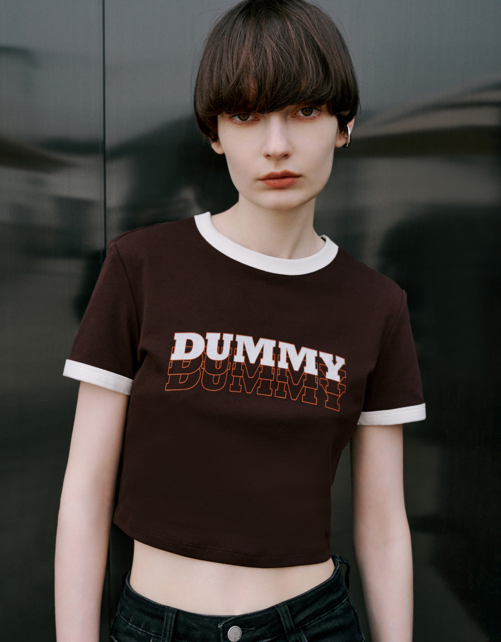 Printed Crew Neck Skinny T-Shirt