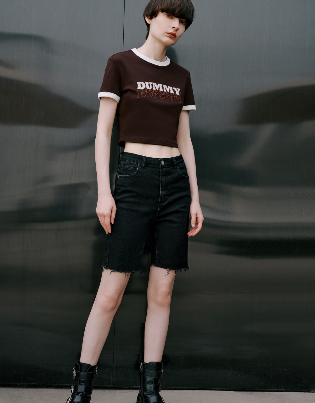 Printed Crew Neck Skinny T-Shirt