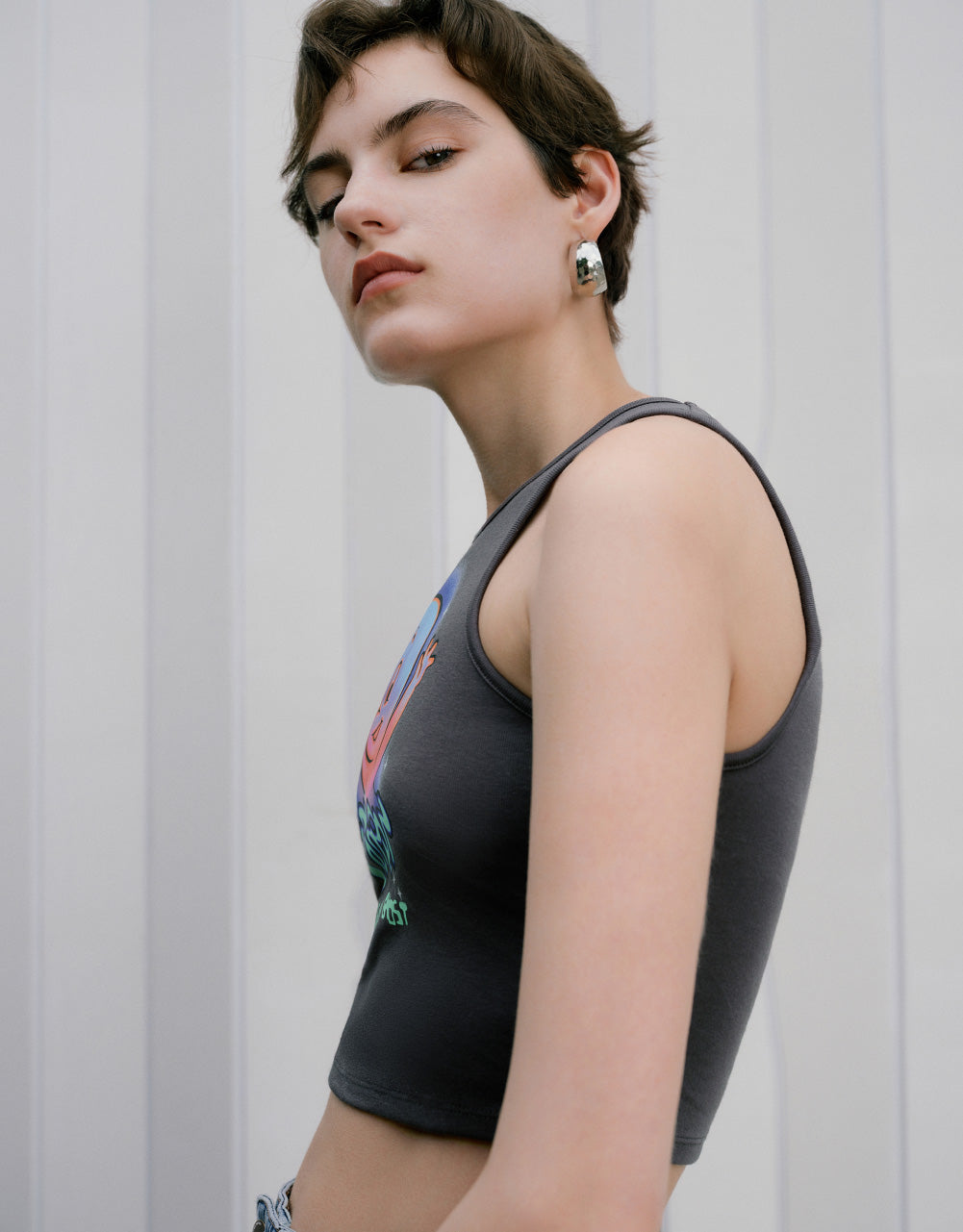 Printed Crop Tank Top