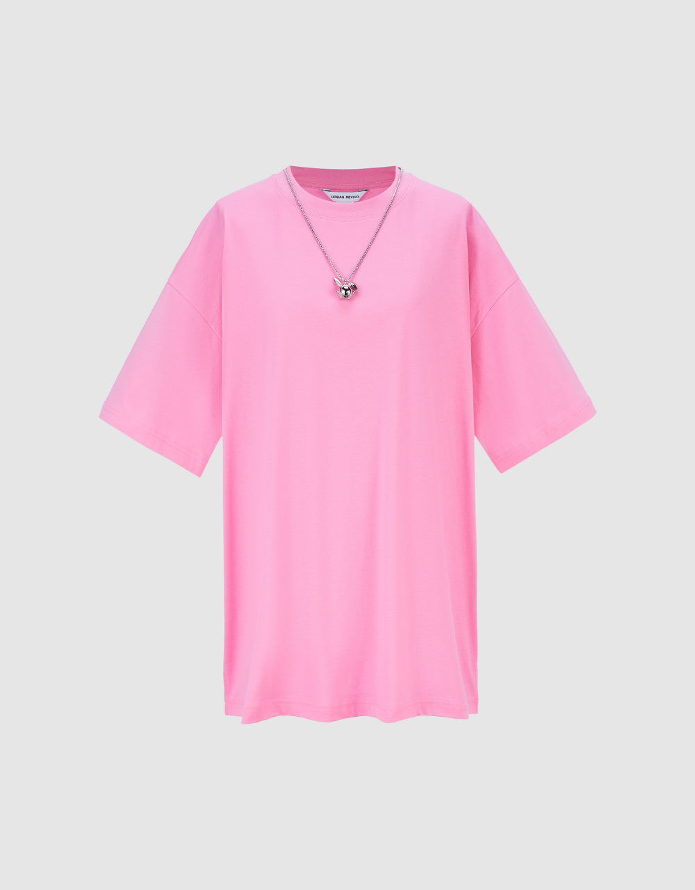 Crew Neck Loose T-Shirt With Necklace