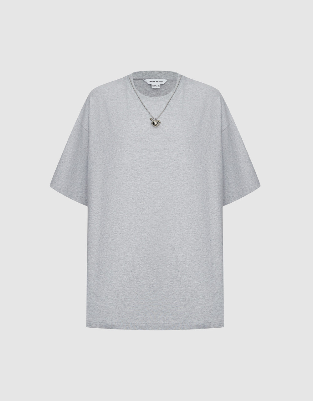 Crew Neck Loose T-Shirt With Necklace