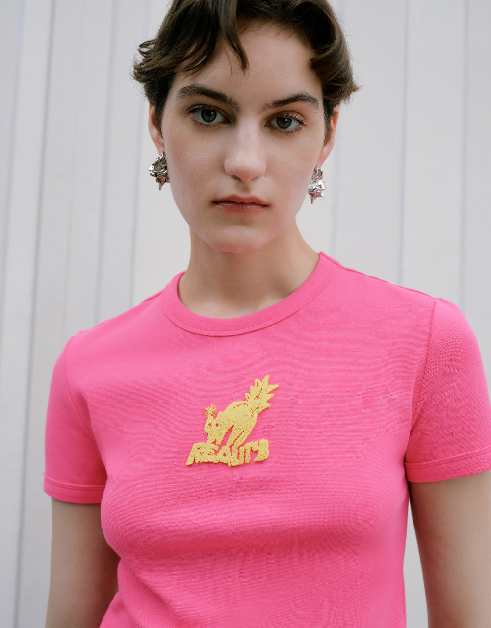 Cartoon Embossed Skinny T-Shirt