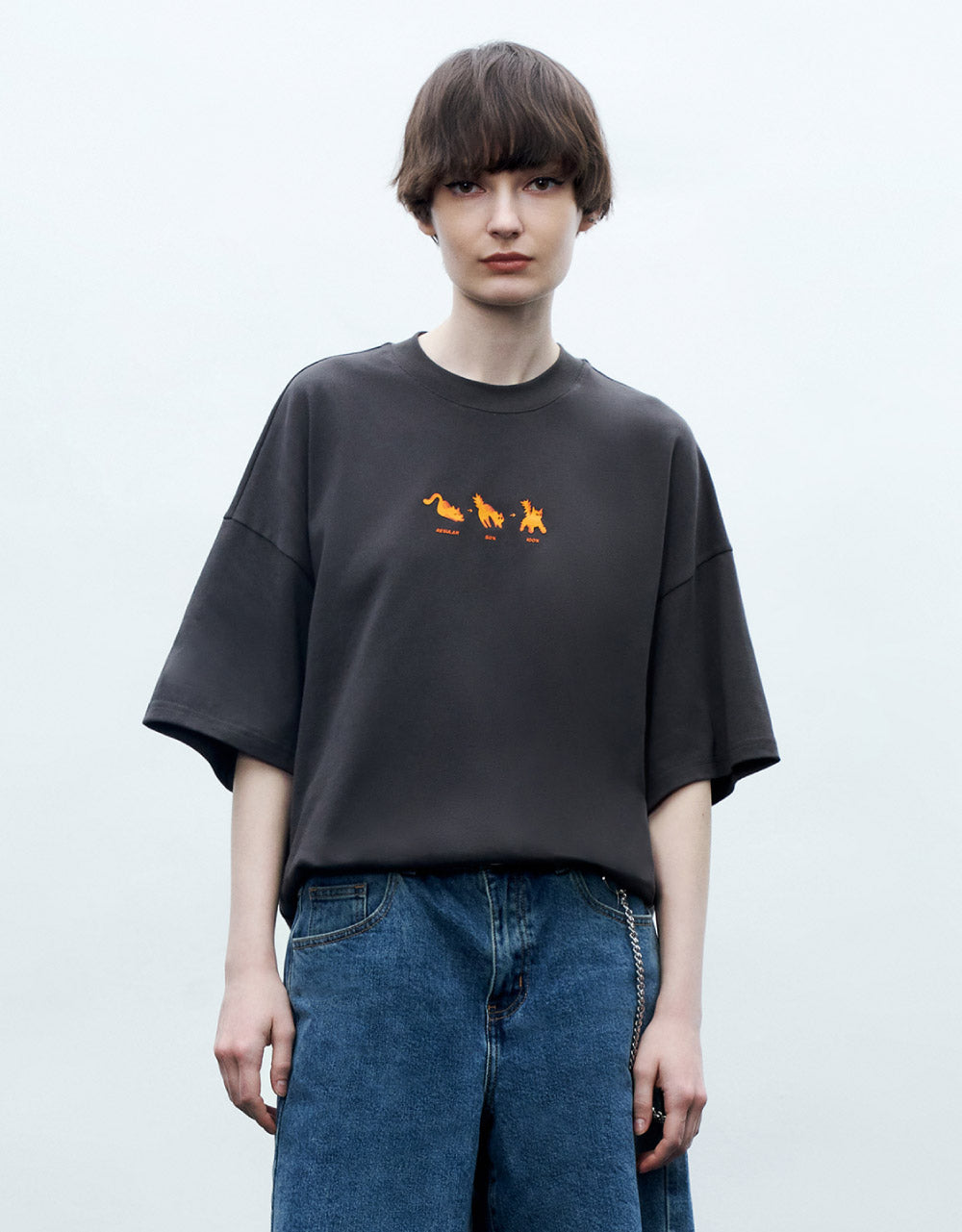 Cat Printed Crew Neck T-Shirt