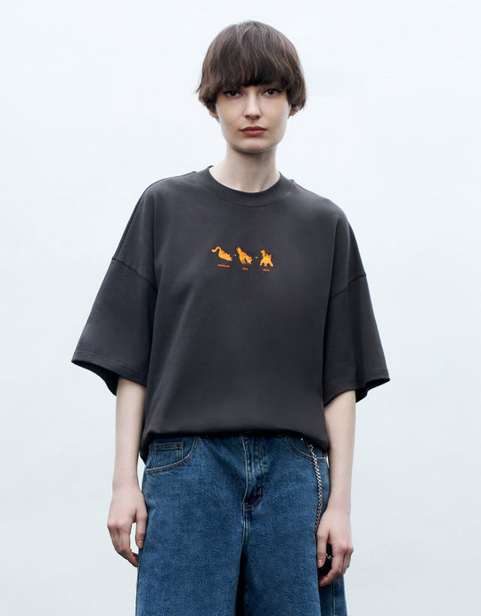 Cat Printed Crew Neck T-Shirt