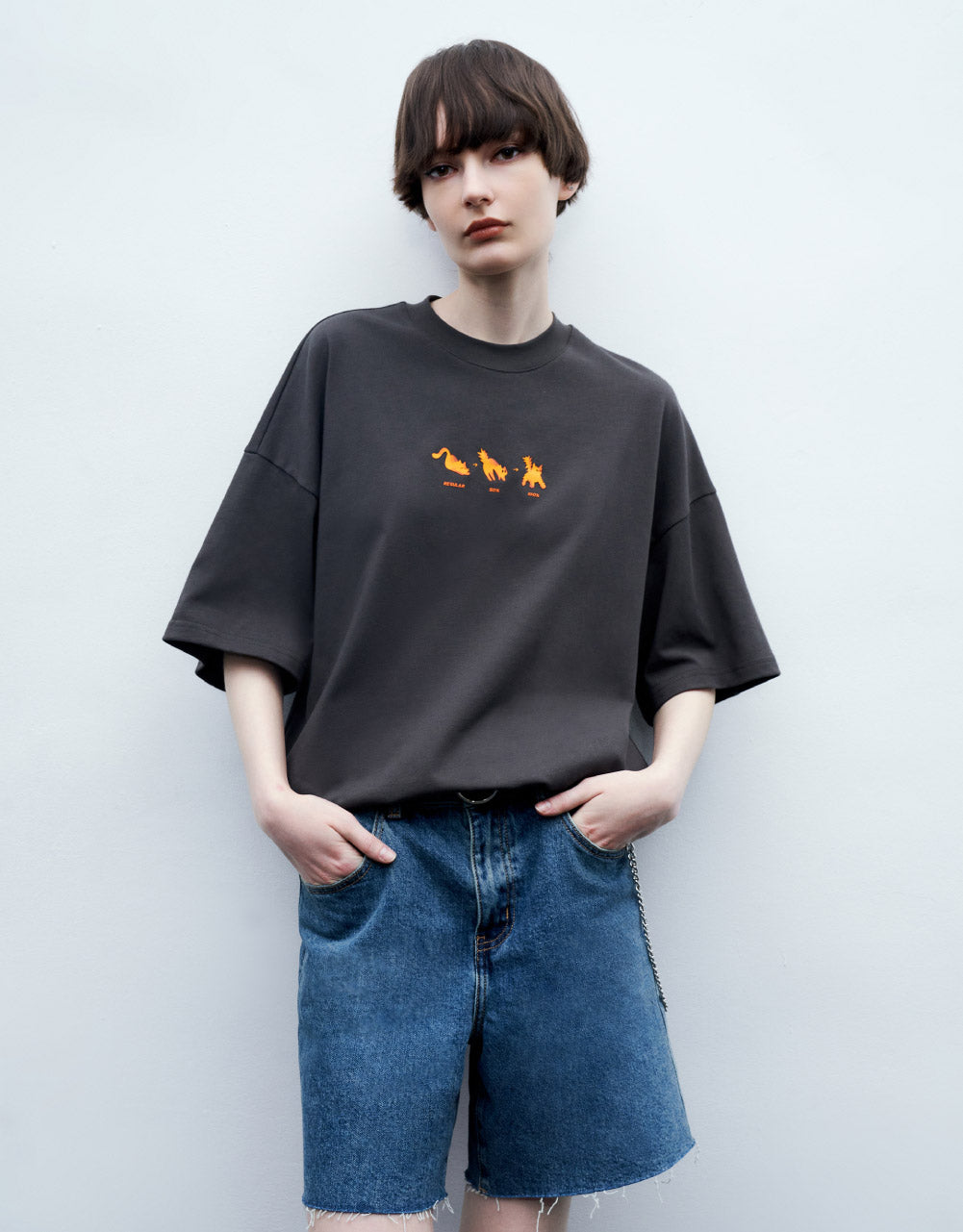 Cat Printed Crew Neck T-Shirt