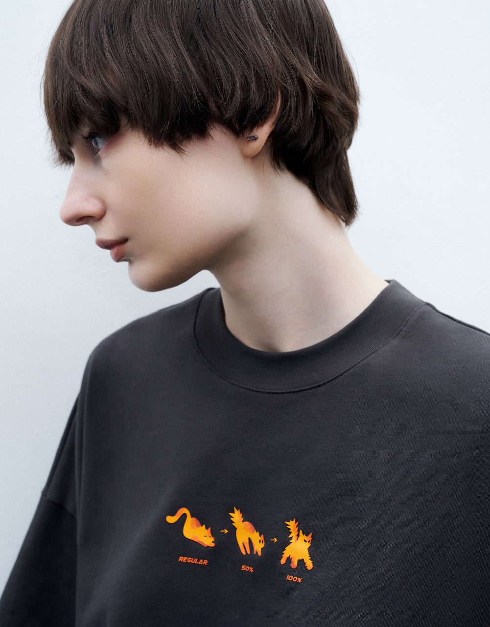 Cat Printed Crew Neck T-Shirt