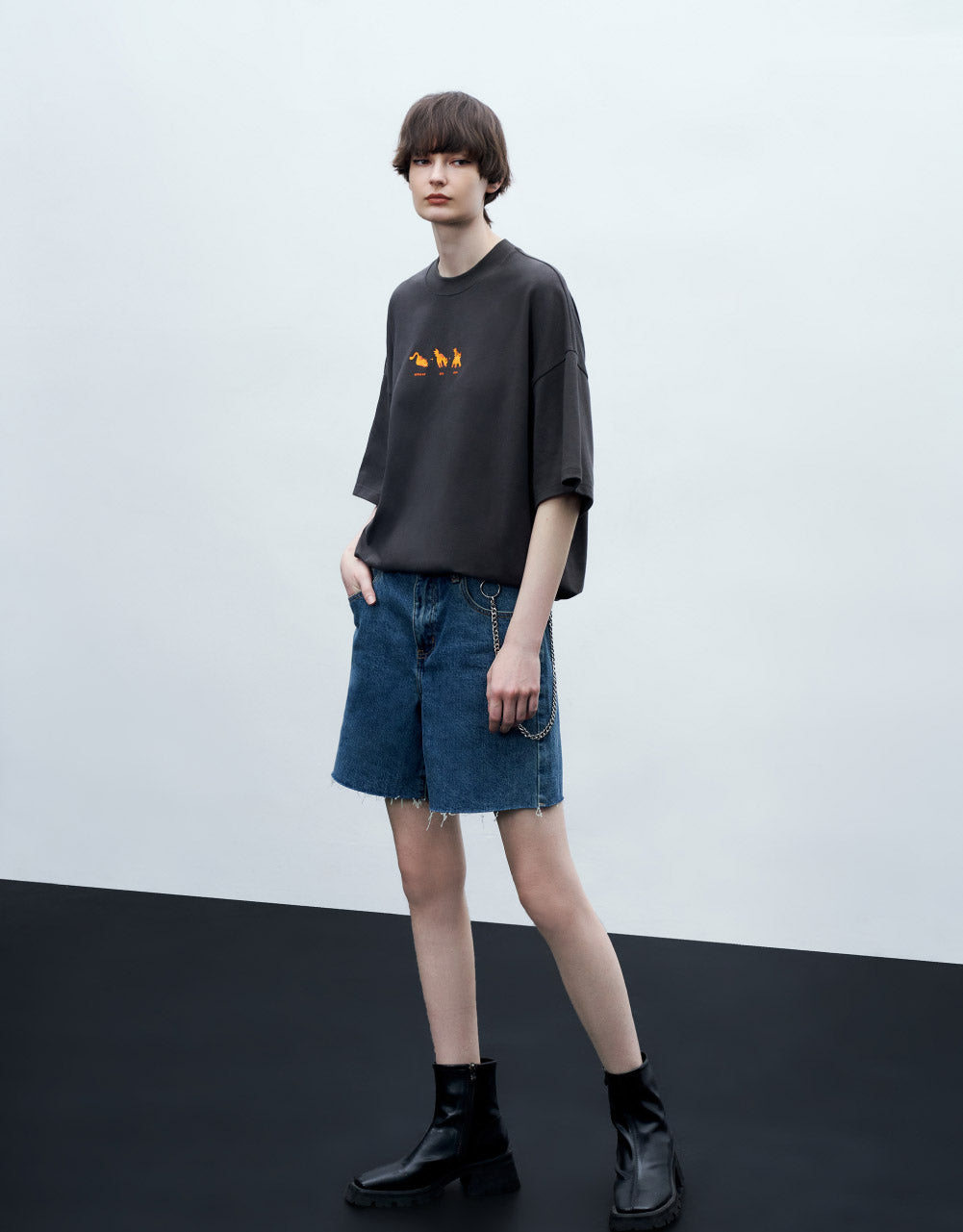 Cat Printed Crew Neck T-Shirt