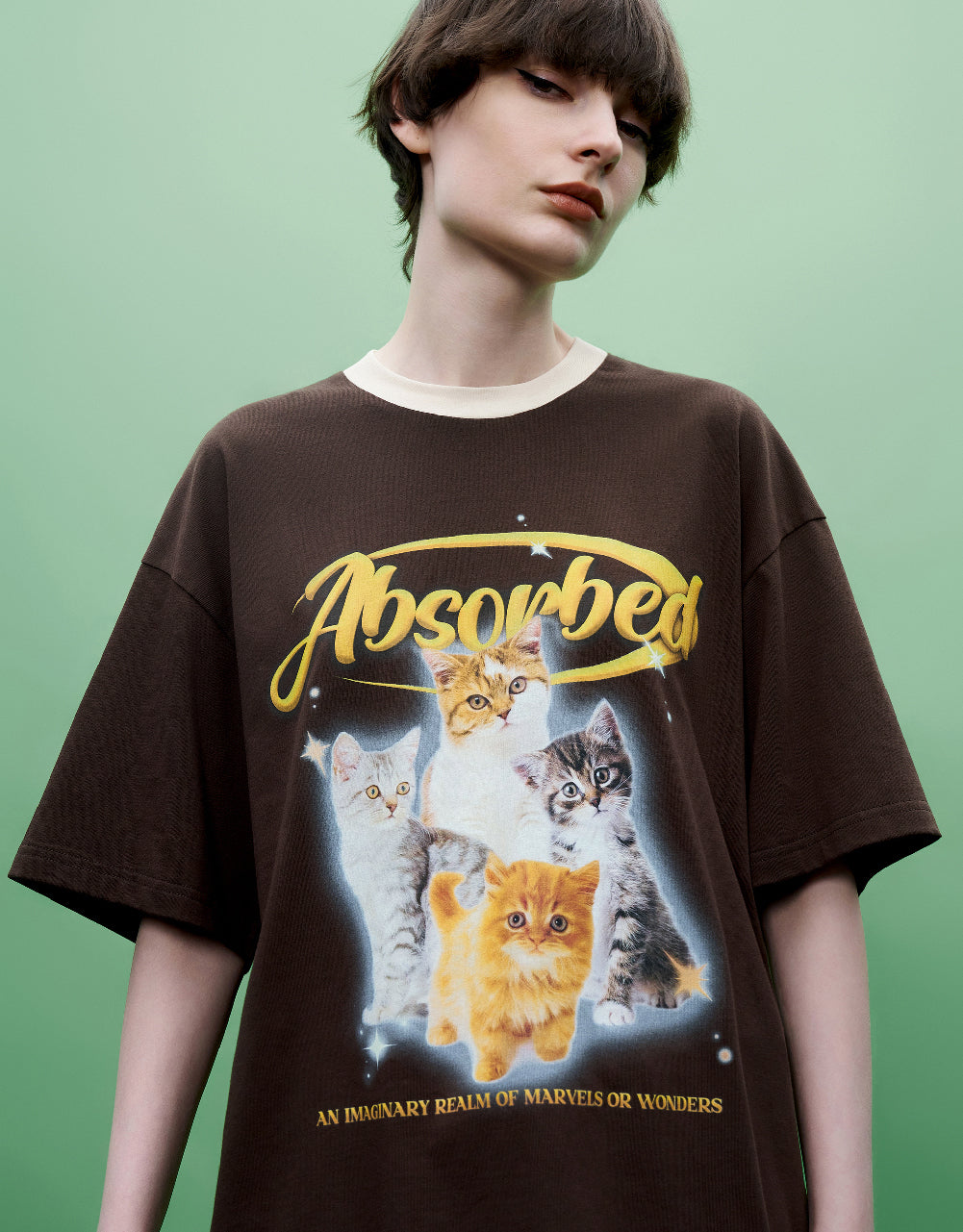 Cat Printed Crew Neck T-Shirt
