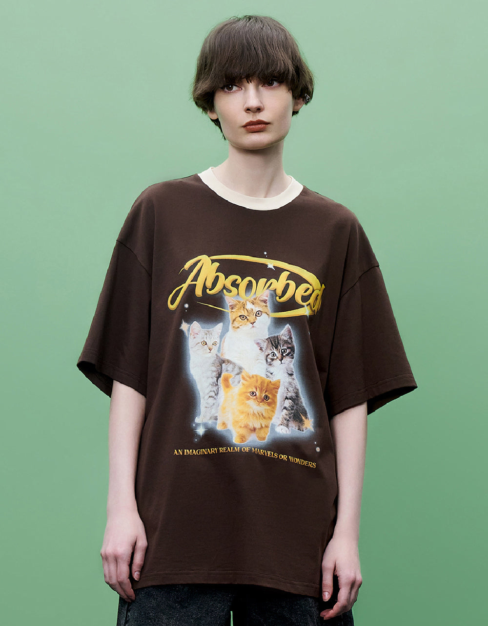 Cat Printed Crew Neck T-Shirt