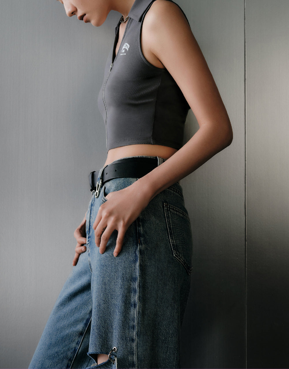Zipper Front Knitted Vest