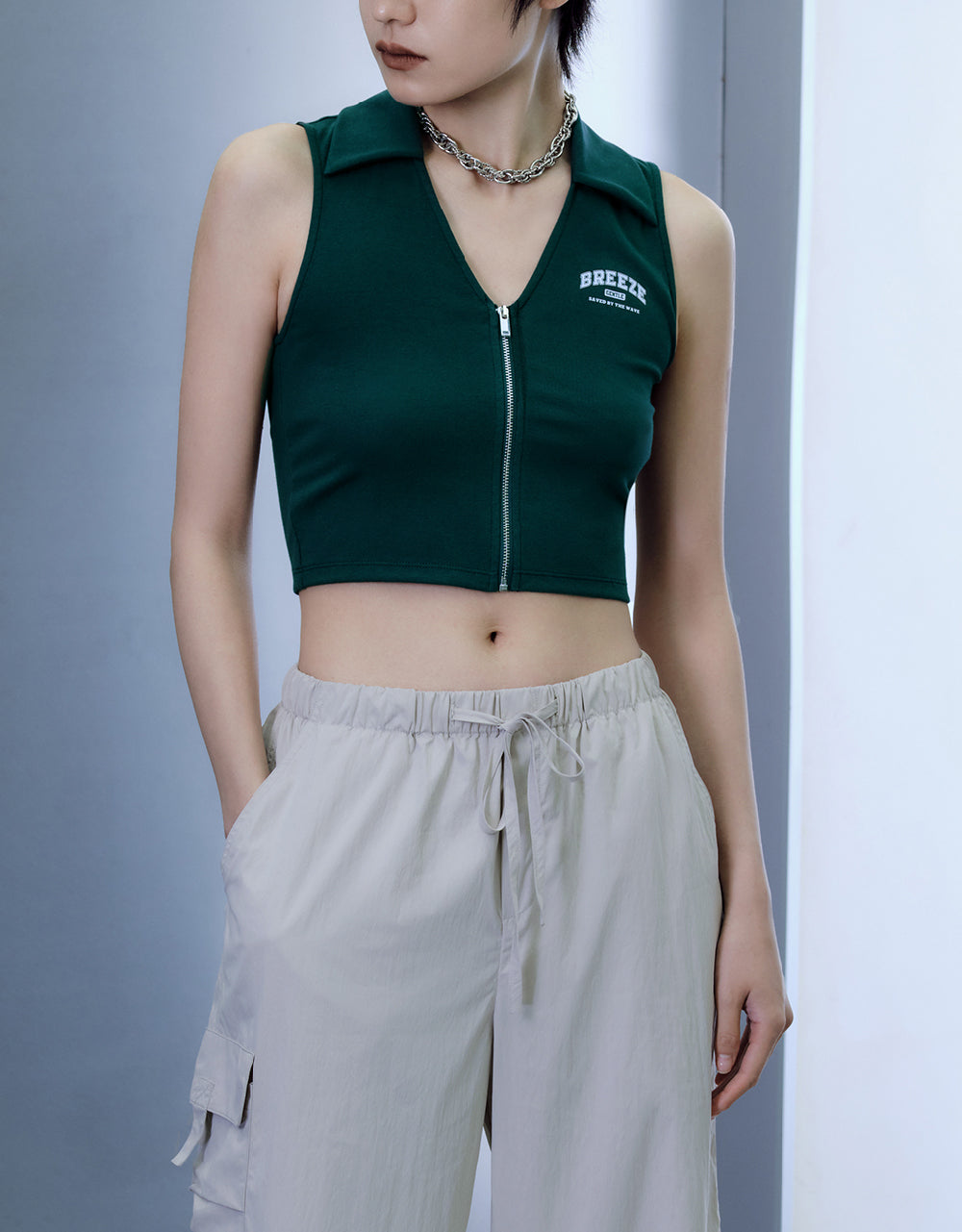 Zipper Front Knitted Vest