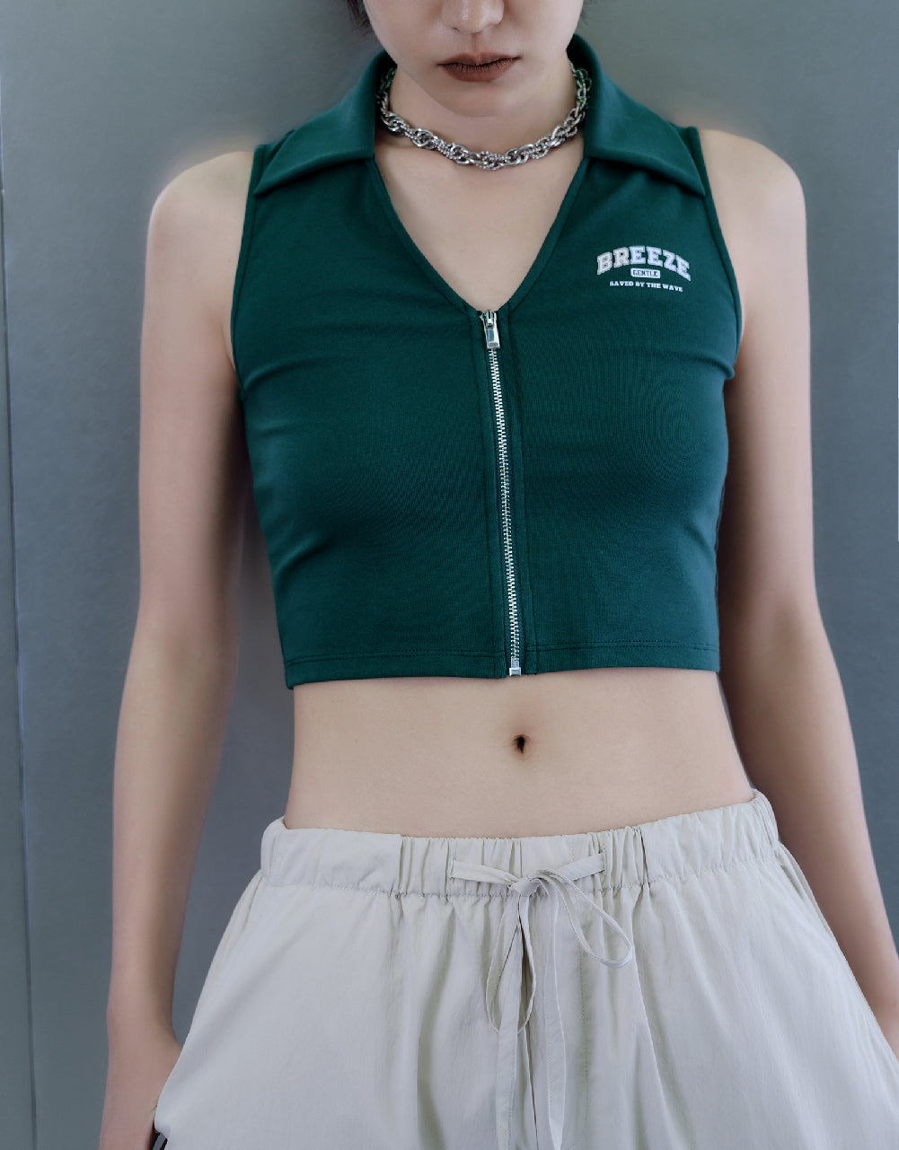 Zipper Front Knitted Vest