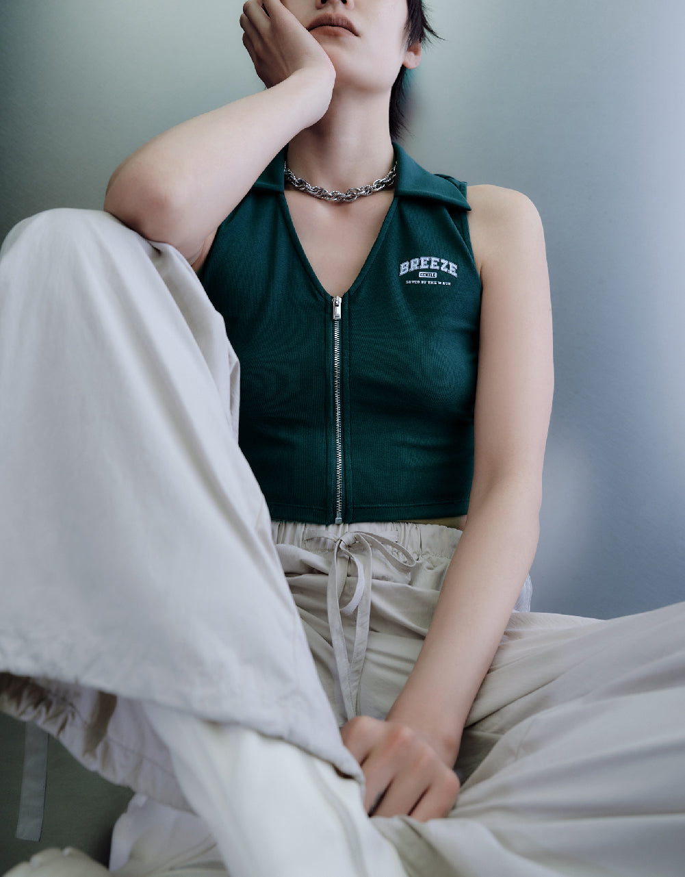 Zipper Front Knitted Vest