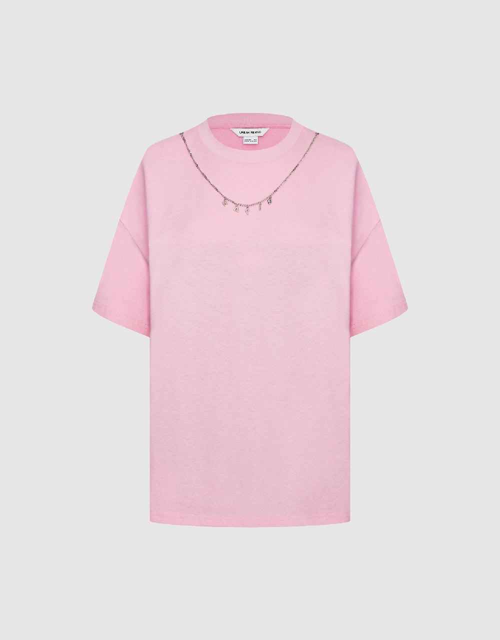 Drop Shoulder Sleeve T-Shirt With Necklace