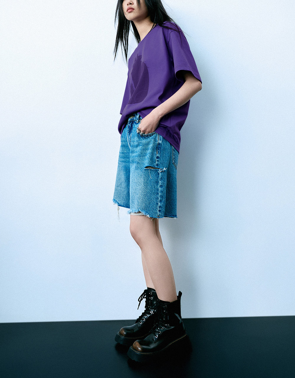 Cat Printed Crew Neck Loose T-Shirt