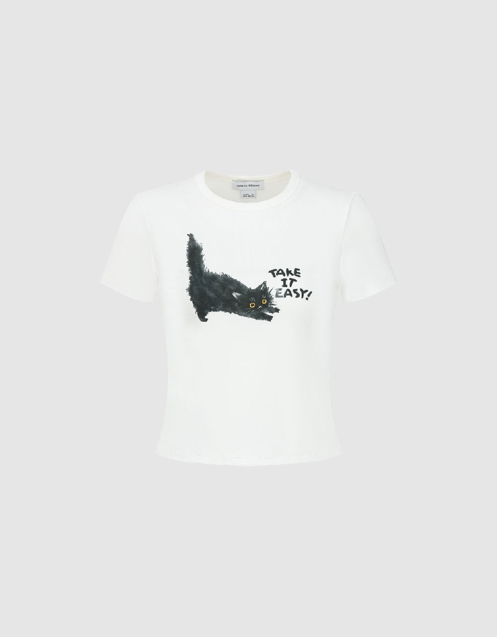 Cat Printed Crew Neck Skinny T-Shirt