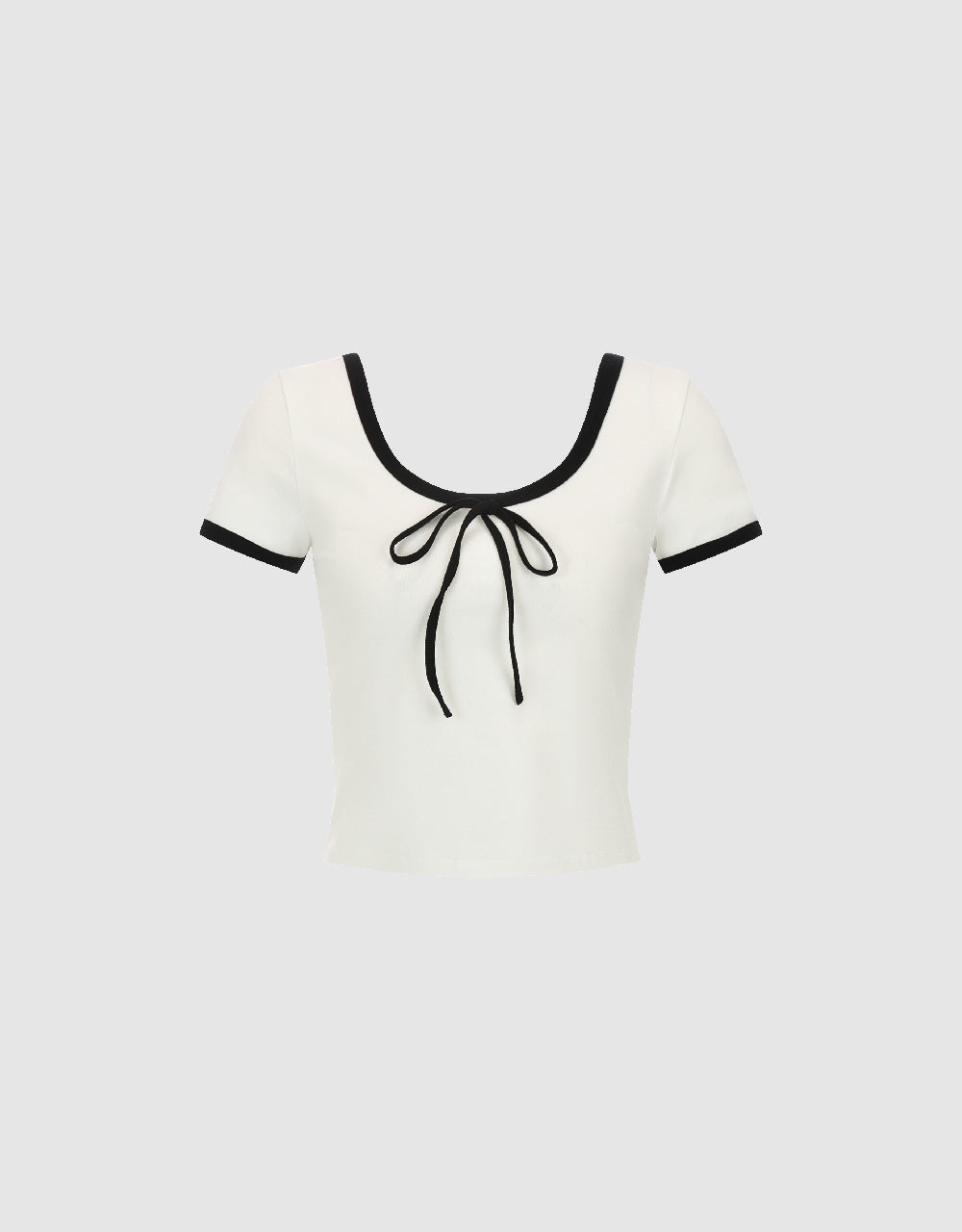 Bow Decor U Neck T-Shirt