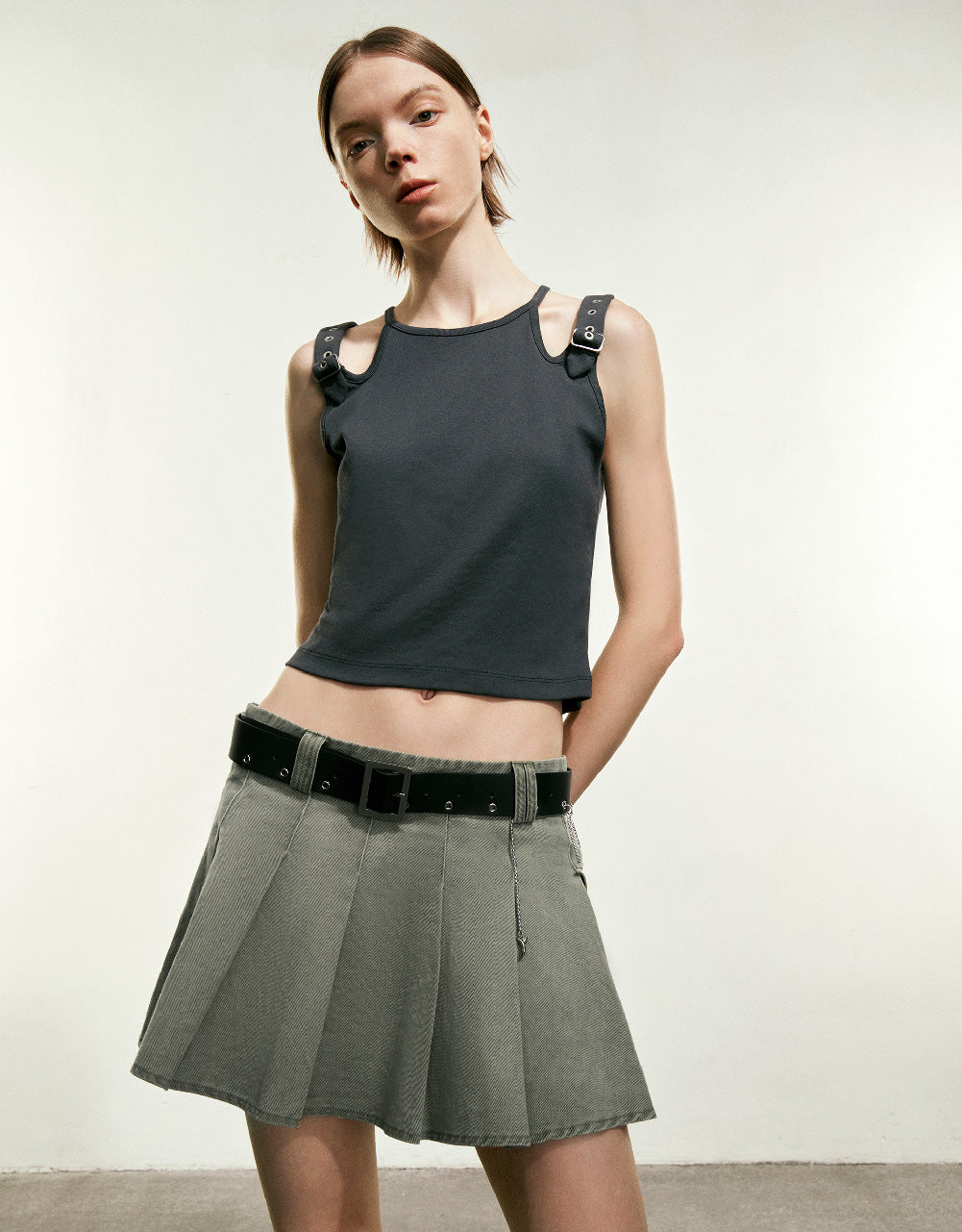 Mini A-Line Skirt With Belt