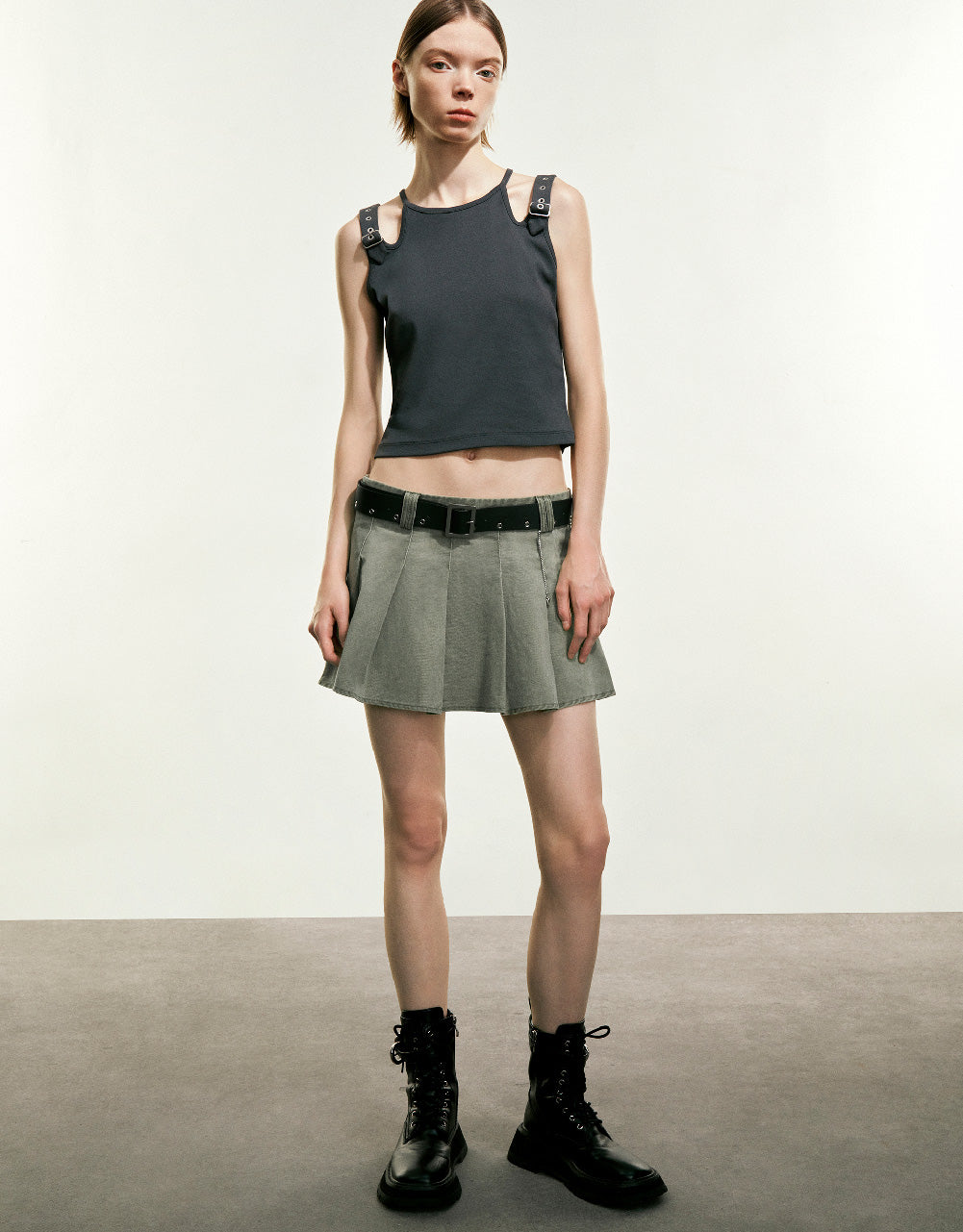 Mini A-Line Skirt With Belt