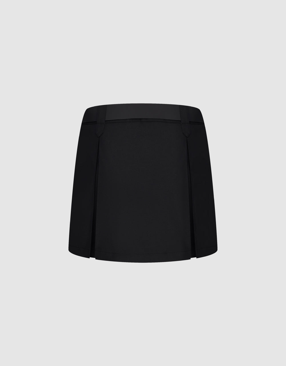 Mini Pleated Straight Skirt With Belt