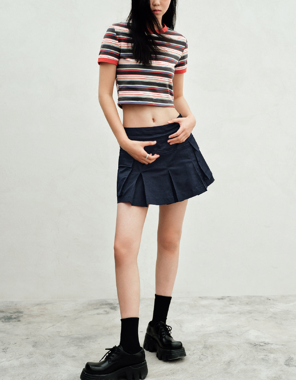 Multi-Pocket Mini A-Line Skirt