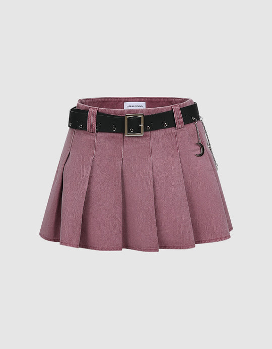 Pleated Mini A-Line Skirt