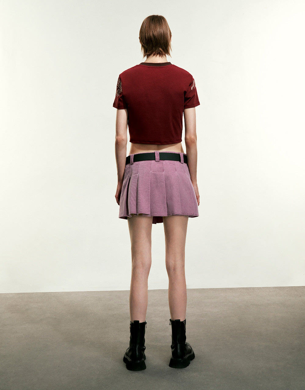 Pleated Mini A-Line Skirt