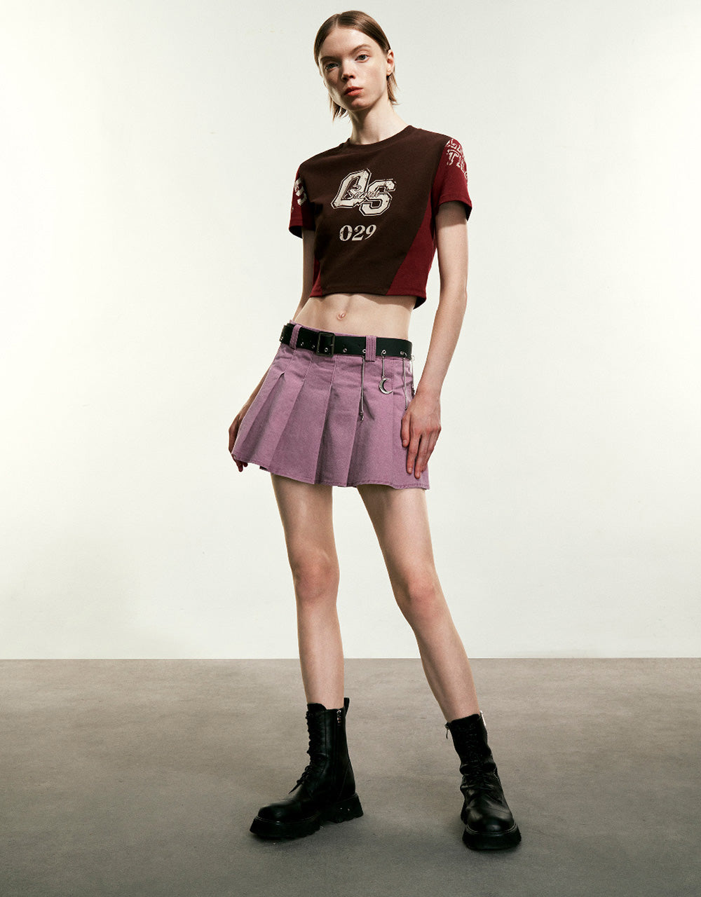Pleated Mini A-Line Skirt