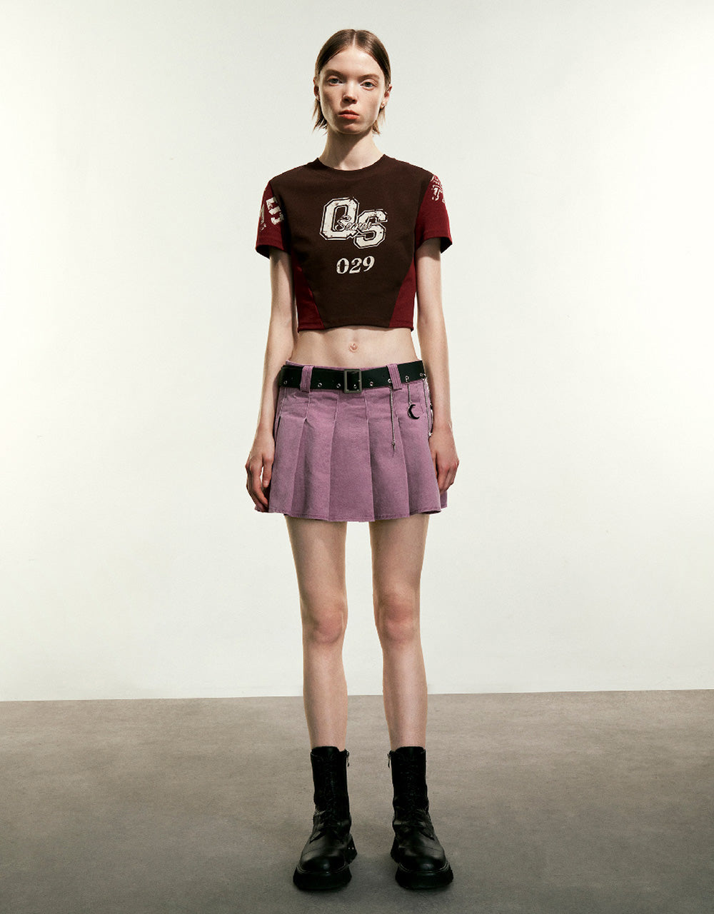 Pleated Mini A-Line Skirt