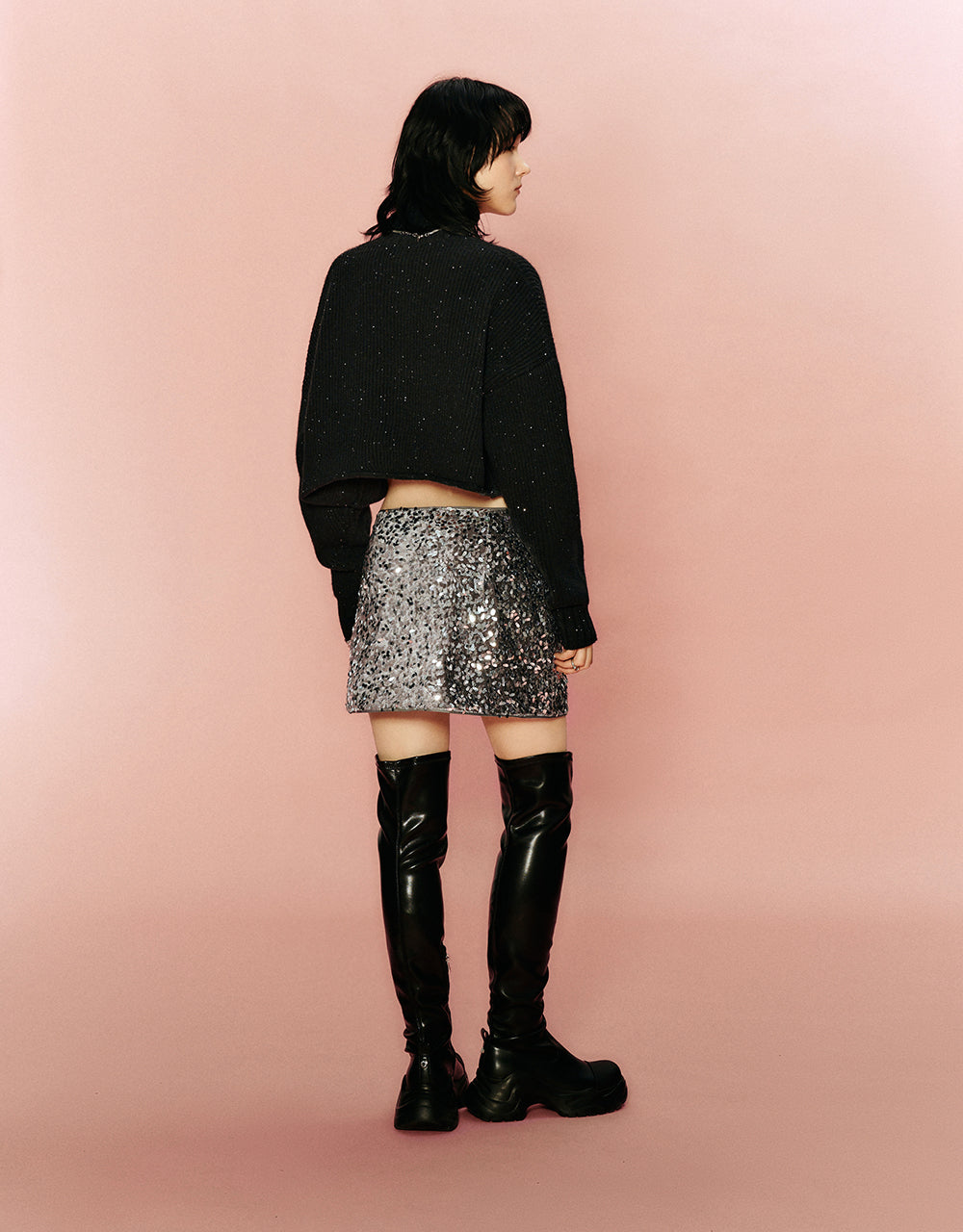Sequins Mini Skinny Skirt