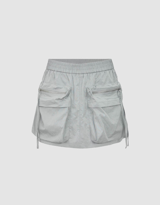 Elastic Waist Mini A-Line Skirt