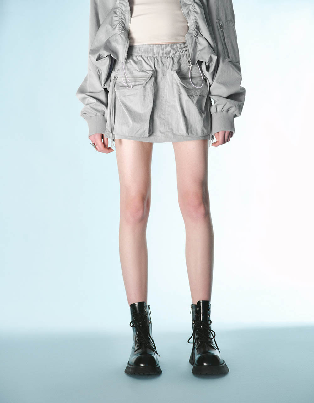 Elastic Waist Mini A-Line Skirt