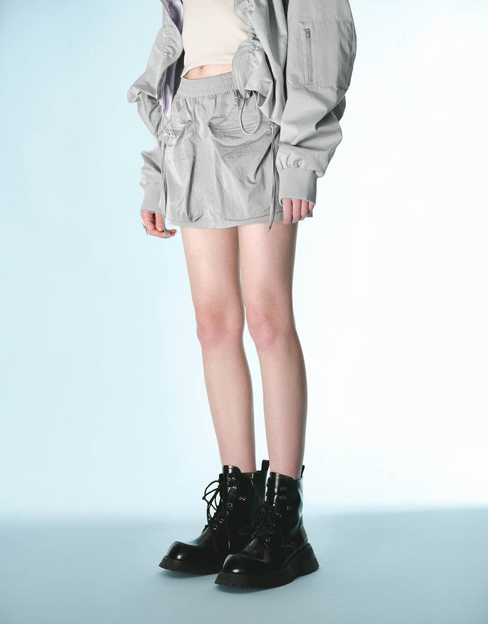 Elastic Waist Mini A-Line Skirt