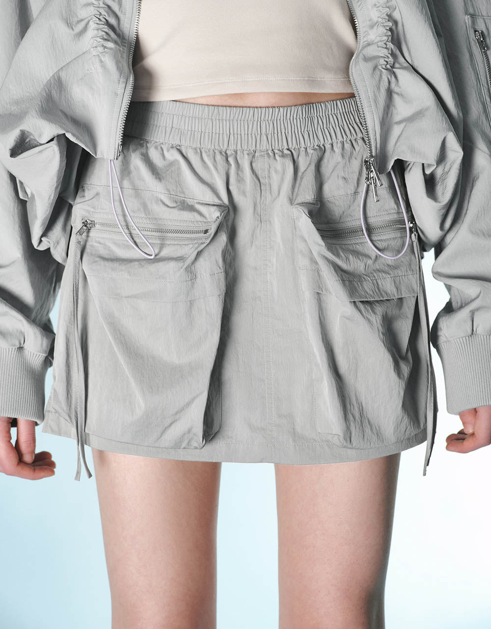 Elastic Waist Mini A-Line Skirt