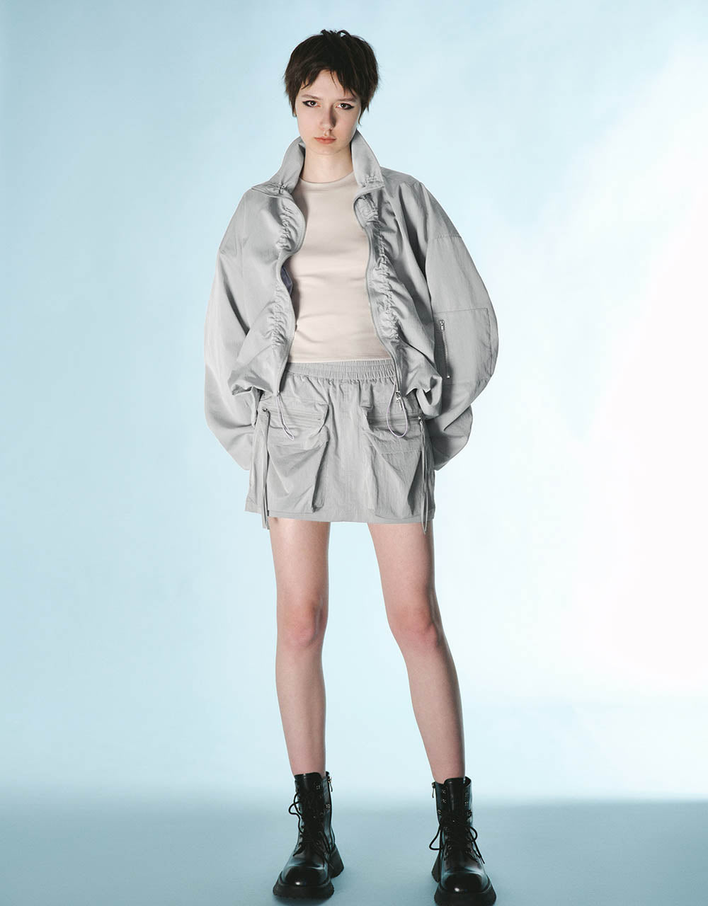 Elastic Waist Mini A-Line Skirt