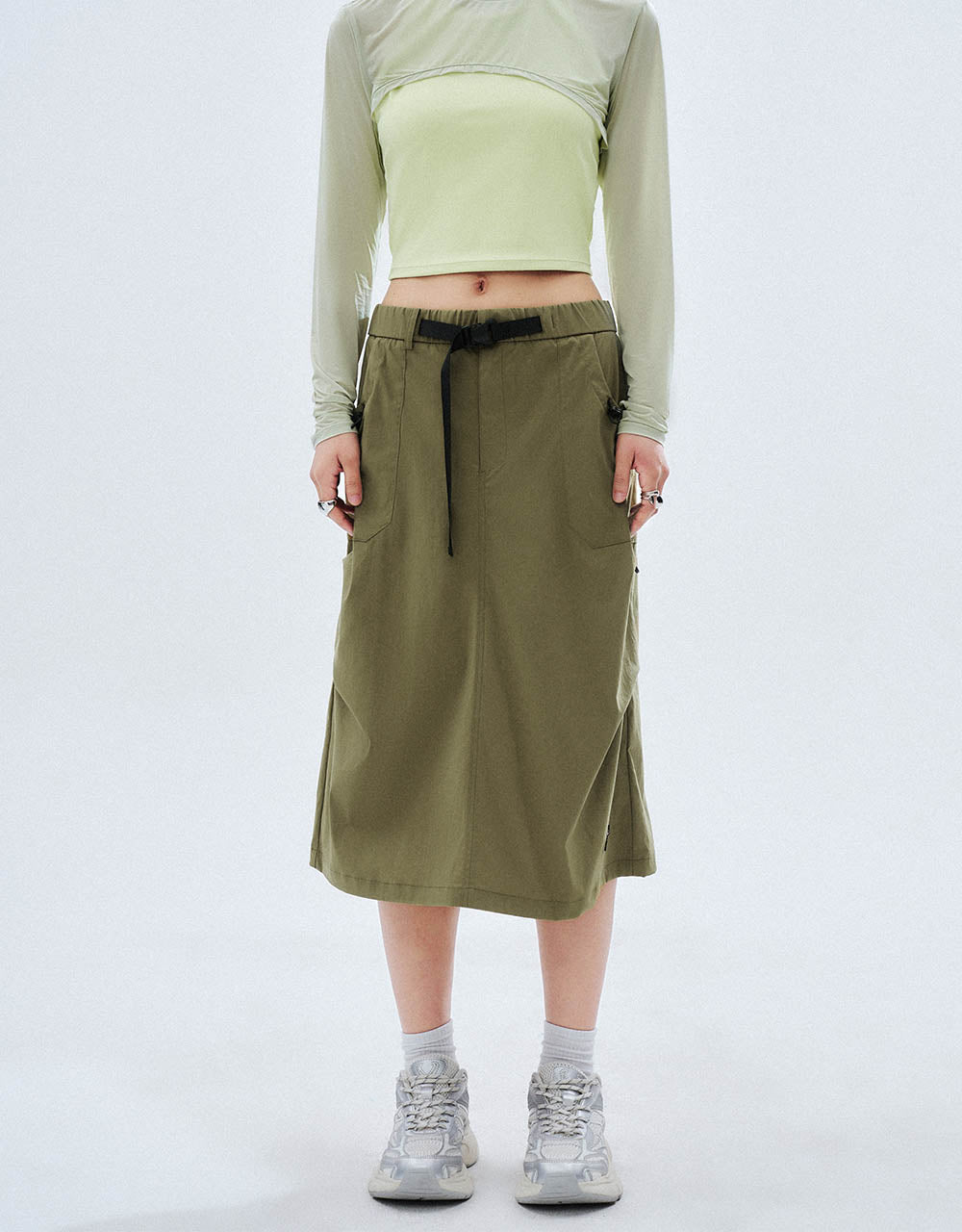 Midi Straight Skirt With Belt