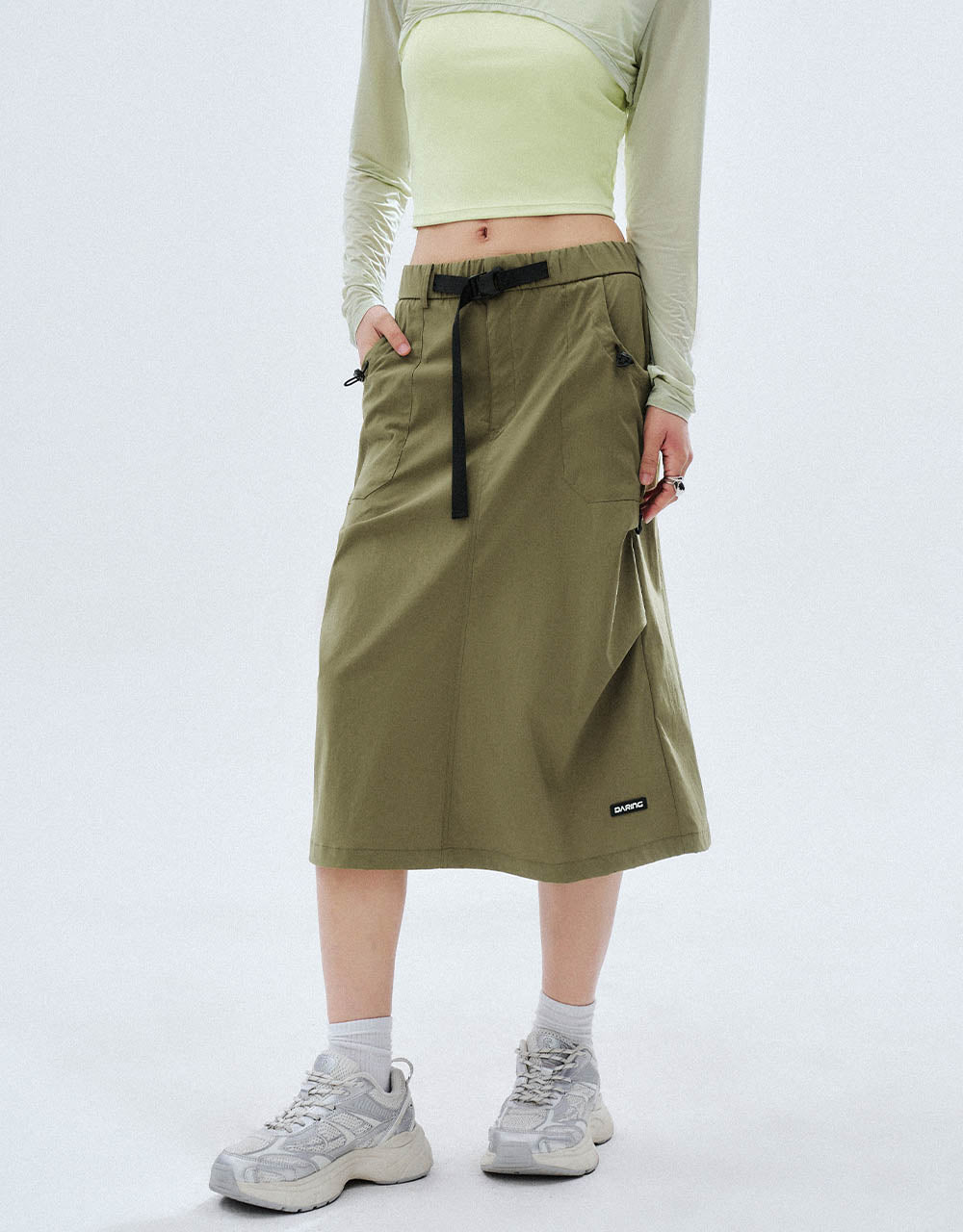 Midi Straight Skirt With Belt