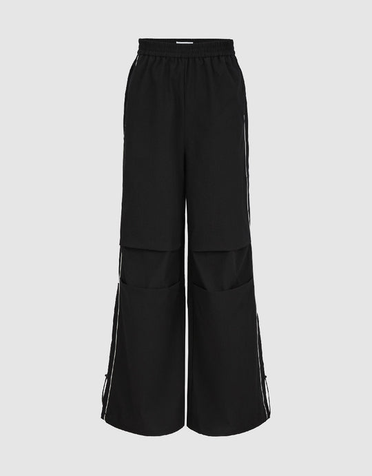 Elastic Waist Wide-Leg Pants