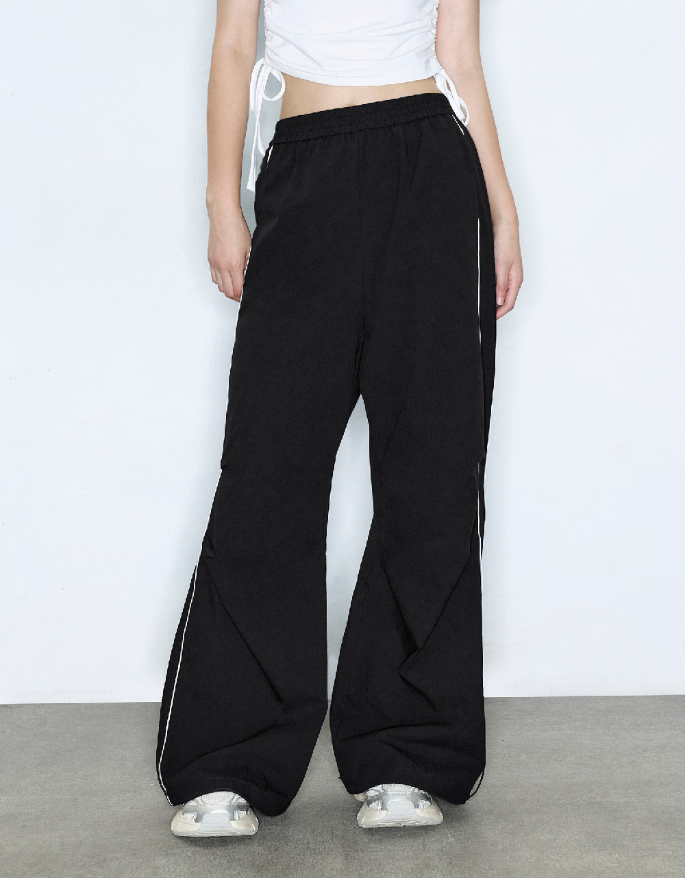 Elastic Waist Wide-Leg Pants