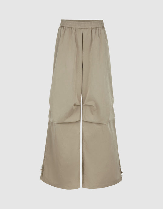 Elastic Waist Wide-Leg Pants