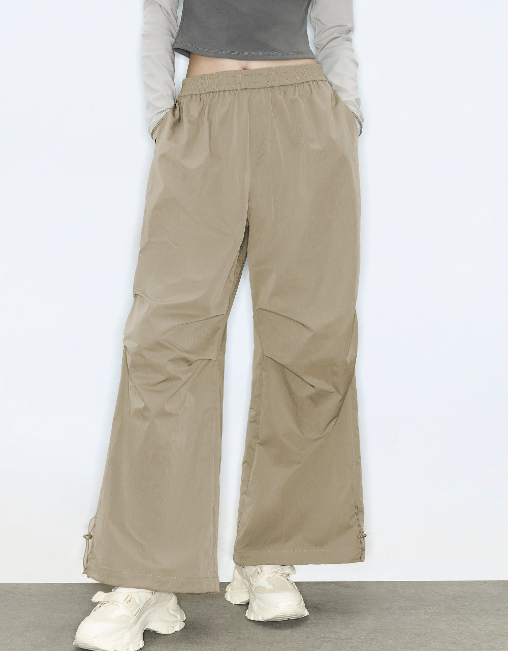 Elastic Waist Wide-Leg Pants