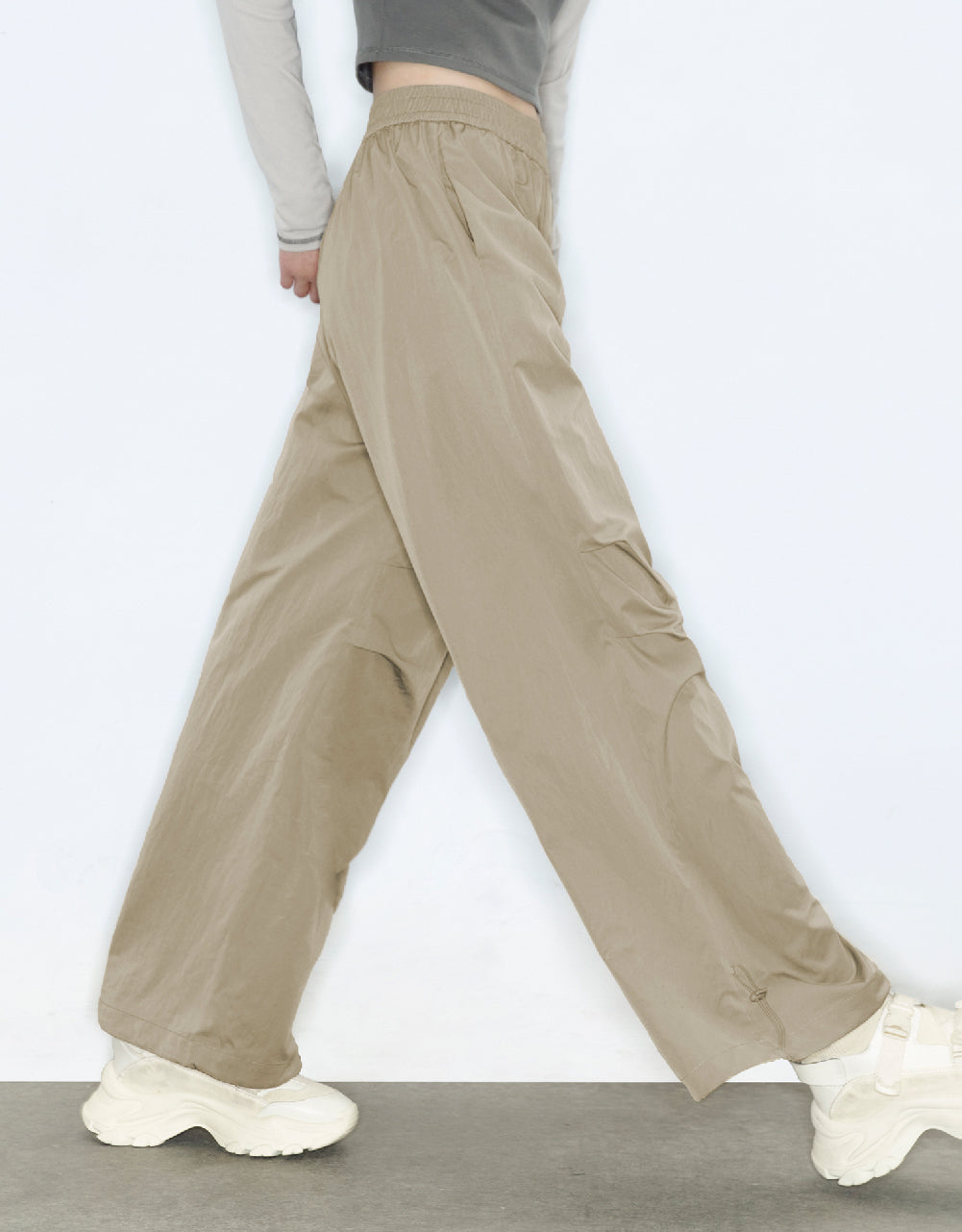 Elastic Waist Wide-Leg Pants