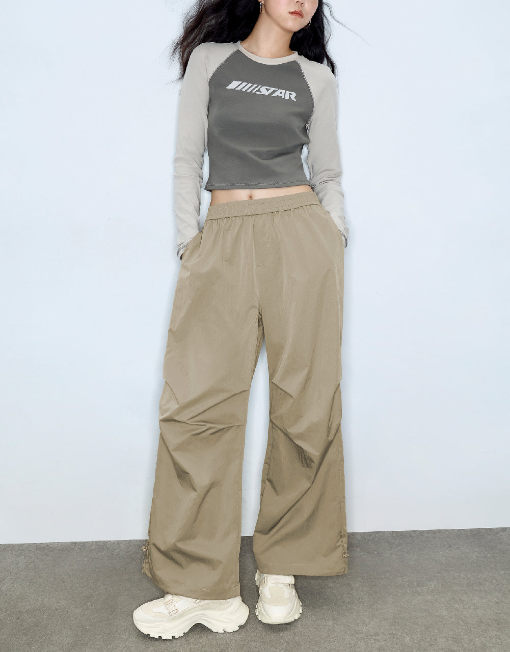 Elastic Waist Wide-Leg Pants